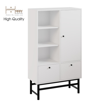 [Happy Home Furniture] CATY , Kệ sách 2 ngăn kéo 1 cửa mở - chân sắt ,  80cm x 39cm x 140cm (DxRxC), KSA_024
