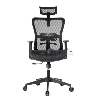 Ghế xoay văn phòng lưng lưới CM4512-M Nội thất Capta Ghế ngồi làm việc tại nhà có tựa đầu lưng lưới nệm vải lưới tay nhựa chữ T office chair