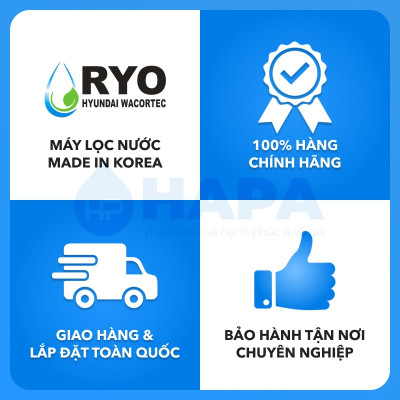 Bộ 5 Lõi Lọc Nước RYO HYUNDAI RP100S Máy Nóng Lạnh, Sediment, Pre-Carbon, UF Membrane Filter, Post Carbon, TCR Filter. Nhập Khẩu Hàn Quốc - Hàng Chính Hãng.