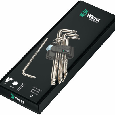 Bộ lục giác bi thép không gỉ Wera 3950 PKL/9 hex-plus stainless 1 mã 05073544001 gồm 9 cái kèm kẹp nhựa