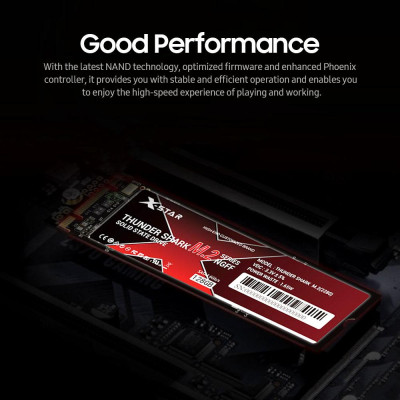 X-Star M.2 Solid State Drive Internal SSD Thunder Shark M.2 SSD M.2 2280/3D NAND Technology/High Transmitting Speed