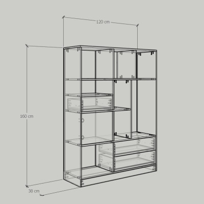 [Happy Home Furniture] CATY , Kệ sách nhiều ngăn - 1m2 x 1m6 ,  120cm x 38cm x 160cm (DxRxC), KSA_027