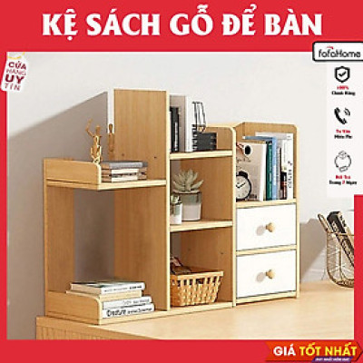 Kệ Sách Gỗ Xương Rồng Mini Kèm 2 Ngăn Kéo Để Bàn Decor Văn Phòng