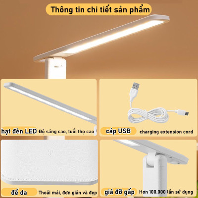 Đèn LED, Đèn Học Để Bàn Chống Cận Gấp Gọn, Nút Cảm Ứng, Hỗ Trợ Đọc Sách, Học Bài Và Làm Việc- Hàng Chính Hãng