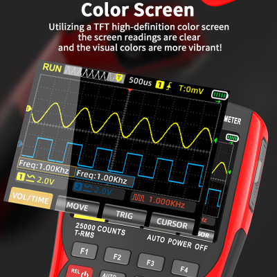 Đồng hồ đo điện vạn năng kỹ thuật số Zoyi ZT-703S 3 trong 1, tích hợp đo sóng hai kênh 50 mhz, lưu trữ dữ liệu dạng sóng, máy phát tín hiệu dao động kép, băng thông 280ms, tốc độ pc - Hàng Chính Hãng