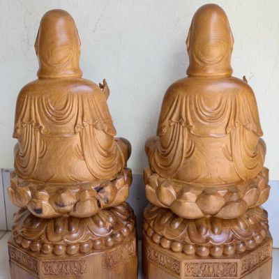 TƯỢNG PHẬT MẸ QUAN ÂM BỒ TÁT GỖ BÁCH XANH THƠM NỨC KT CAO 40CM 