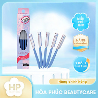 Dao Cạo Lông Mày Lưỡi Thép Có Màng Bảo Vệ Dành Cho Nữ Kai Kazor BTM Beauty Guar 00661 (Set 5 Cây)