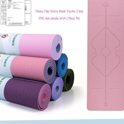 Thảm Tập Yoga Định Tuyến TPE 2 Lớp Cao Su Non + Bao Đựng Và Dây Buộc Thảm Tập Yoga - Rèn Luyện Sức Khoẻ