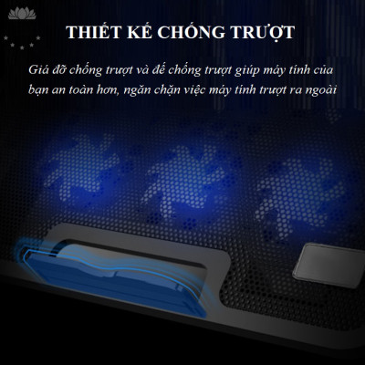 Đế Tản Nhiệt Laptop, Máy Tính Xách Tay Besti BTY02 , Có Đèn Led Cực Đẹp, 6 Quạt Giúp Làm Mát Nhanh Bảo Vệ Máy Tính Mà Không Gây Ồn Thích Hợp Cho Nhiều Loại Laptop - Hàng Chính Hãng 	