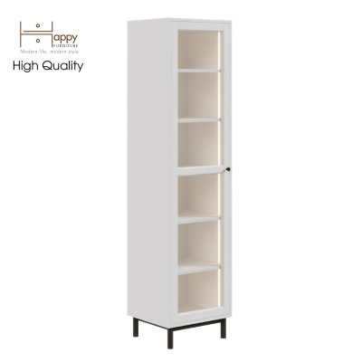 [Happy Home Furniture] CATY , Kệ sách 6 tầng cửa kính size nhỏ tích hợp đèn LED - chân sắt , 45cm x 40cm x 180cm (DxRxC), KSA_018_LED