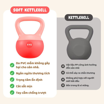 BG Tạ Bình Q312 - 4KG Cao Su Mềm, chuông Ấm, Tạ Ấm