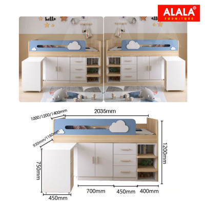 Giường tầng thấp ALALA163 đa năng/ Miễn phí vận chuyển và lắp đặt/ Đổi trả 30 ngày/ Sản phẩm được bảo hành 5 năm từ thương hiệu ALALA/ Chịu lực 700kg
