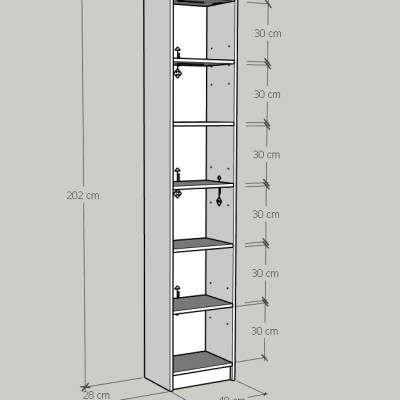 [Happy Home Furniture] CATY, kệ sách 6 tầng size nhỏ,  40cm x 28cm x 202cm (DxRxC), KSA_009