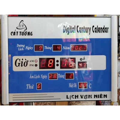 Đồng Hồ LED Vạn Niên Treo Tường Cao Cấp – Có Lịch Âm,  Sang Trọng, 40x30cm Chuẩn Phong Thủy