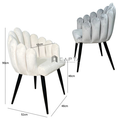 Ghế trang điểm nệm vải nhung LARA 4A-F Nội thất Capta Ghế cafe tiếp khách cho spa, thẩm mỹ viện Ghế nữ làm việc học bài có tay tựa