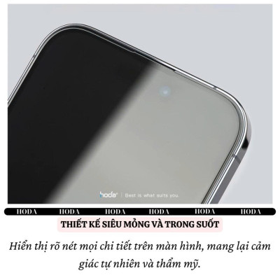 Kính Cường Lực HODA 0.33mm Cho iPhone 16 / 15 / 14 / 13 / 12 Series (Pro / Pro Max / Plus / 16E) – Độ Trong 4K, Full Màn - Hàng nhập khẩu