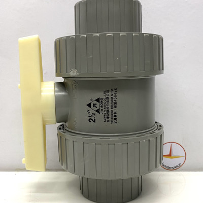 Van hai (2) đầu rắc co 75 nhựa PVC Jiarong _ UB025
