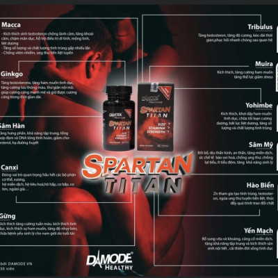 Thực phẩm chức năng hỗ trợ tăng cường sức khỏe nam giới Spartan Titan Damode lọ 30 viên