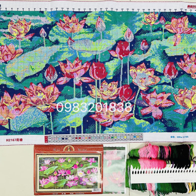Tranh thêu kín chữ thập Đầm sen MH2167, kích thước 100 x 60 cm
