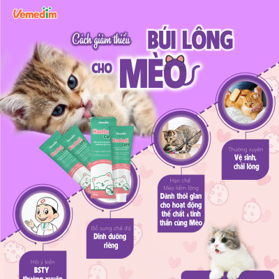 Hairball Cure giảm búi lông, táo bón, nôn mửa; giúp bộ lông mèo khỏe đẹp (Vemedim, mẫu mới)
