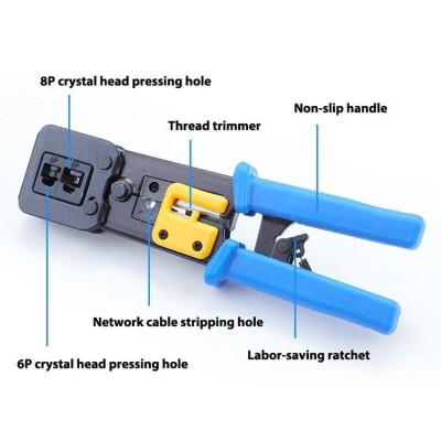 Kìm bấm hạt mạng xuyên thấu - Tặng kèm 10 hạt RJ45 xuyên thấu