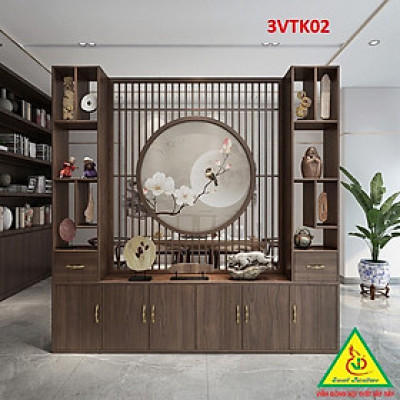 Vách ngăn phòng khách nhà bếp, Tủ kệ vách ngăn phòng 3VTK02 - Nội thất lắp ráp Viễn Đông ADV