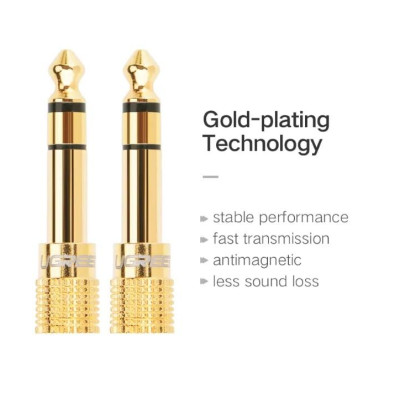 Ugreen UG2050320503TK Jack âm thanh chuyển đổi 6.3mm dương sang 3.5mm âm - HÀNG CHÍNH HÃNG