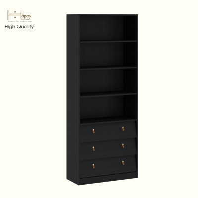 HAPPY FURNITURE , Kệ sách 3 ngăn kéo - CALYN , KSA_106 , 80cm x 35cm x 200cm DxRxC