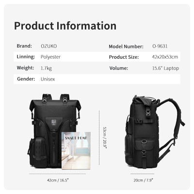 Balo Thể Thao OZUKO Cỡ Lớn Chống Thấm Nước Thời Trang Cho Nam