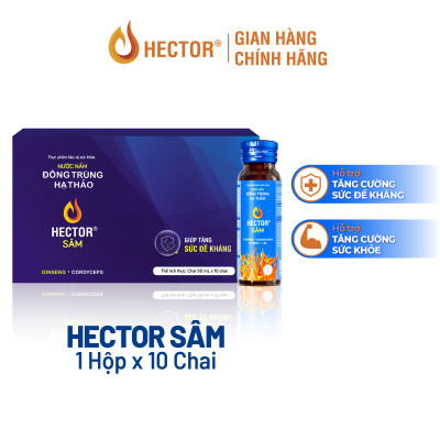 Bộ 2 Hộp 10 Chai Nước Nấm Đông Trùng Hạ Thảo HECTOR Sâm tăng cường đề kháng, bồi bổ cơ thể  (20x50ml)