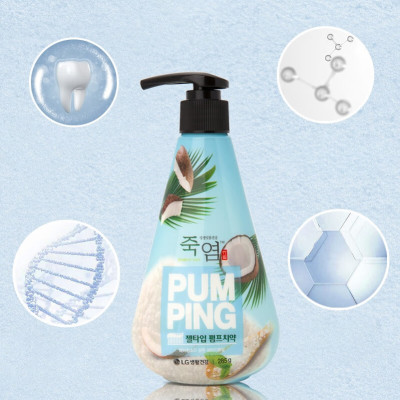 Kem đánh răng PumPing trái dừa + bạc hà hơi thở thơm mát Hàn Quốc 285g