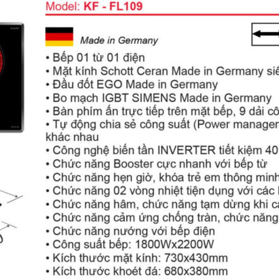 Bếp điện từ kết hợp hồng ngoại KAFF KF-FL109 - Sản phẩm chính hãng