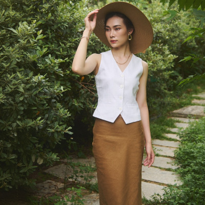 Áo Gilet Linen An Nam TOP203 thời trang thiết kế Hity