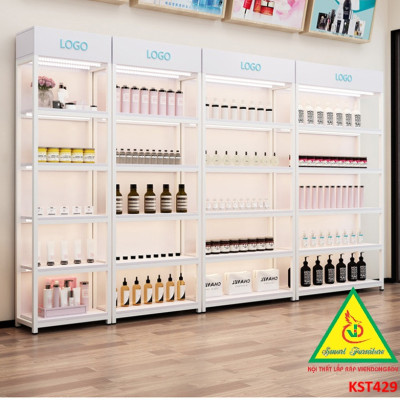 Kệ trưng bày sản phẩm, hàng hóa , kệ trang trí khung sắt mặt gỗ KST429 - NỘI THẤT LẮP RÁP VIENDONGADV