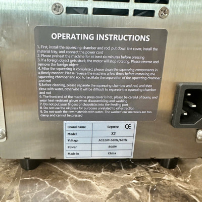 [ Hàng chính hãng] Máy ép dầu ăn thực vật dùng trong gia đình. Thương hiệu Mỹ cao cấp Septree - X3