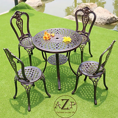 Bộ Bàn Ghế 60cm Sân Vườn Ngoài Trời Outdoor Ban Công (100% Nhôm Đúc) Hàng Nhập Khẩu 100%.