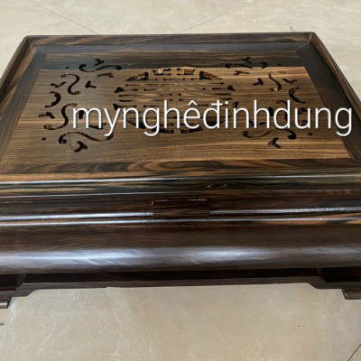 Khay  để bộ ấm chén trà  trang trí bàn uống nước bằng gỗ mun hoa kt 47x37x15cm 