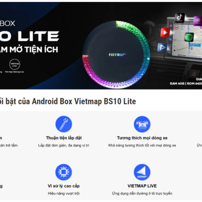 Vietmap BS10 LITE -  dành cho phụ kiện ô tô CarPlay An.droid Auto Dẫn đường và Vietmap Live - Hàng chính hãng