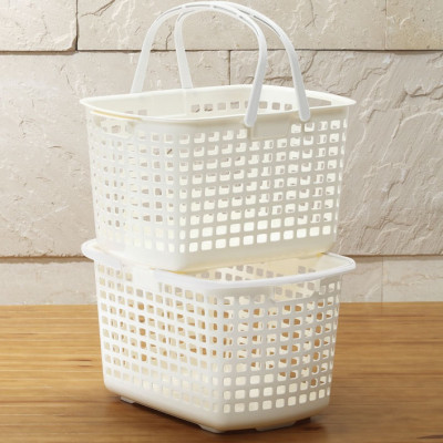 Giỏ nhựa Sanada Seiko dáng lùn đựng quần áo có 02 quai xách tay - Nội địa Nhật Bản