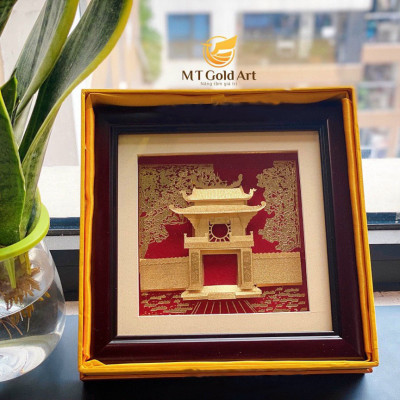 Tranh văn miếu Quốc Tử Giám( 20 x 20cm ) dát vàng MT Gold Art- Hàng chính hãng, trang trí nhà cửa, quà tặng sếp, đối tác, khách hàng.
