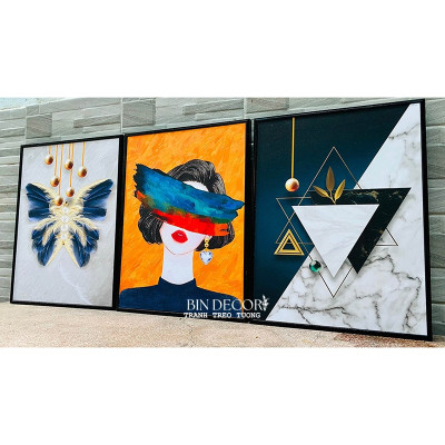 (ẢNH THẬT) TRANH TREO TƯỜNG CÔ GÁI HIỆN ĐẠI BỘ 3 TRANH CÓ KHUNG KÈM ĐINH