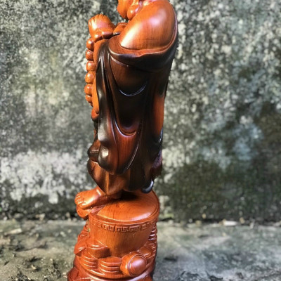 Tượng phật di lặc chúc phúc gỗ hương tô mầu giả cổ kt 60×24×15cm