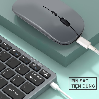 Bộ Bàn phím chuột không dây mini W616 - pin sạc - đa kết nối bluetooth 5.0 + 3.0 + Usb wireless 2.4G hàng nhập khẩu