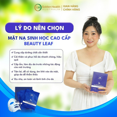 Mặt Nạ Sinh Học Cao Cấp Hỗ Trợ Làm Giảm Thâm Nám, Tàn Nhang, Nếp Nhăn Giúp Nâng Cơ Da Căng Bóng Hồng Hào Premium Bio Cellulose Mask Beauty Leaf (Set 3 Miếng/hộp)