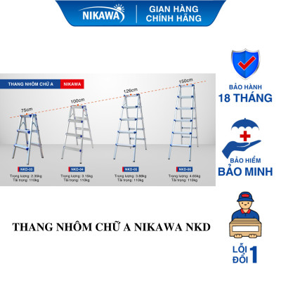 Thang Nhôm Gấp Chữ A , Siêu Nhẹ , chính hãng Nikawa,  NKD 3,4,5 bậc ( 75cm-125cm)