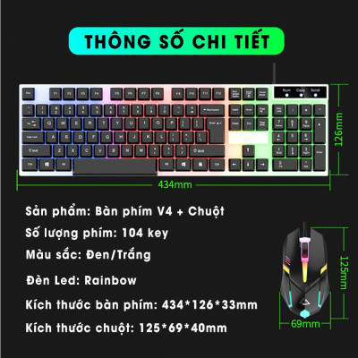 Bàn phím giả cơ G21 kèm chuột, bàn phím máy tính chống nước led rgb chơi game làm việc văn phòng cho PC laptop - hàng chính hãng