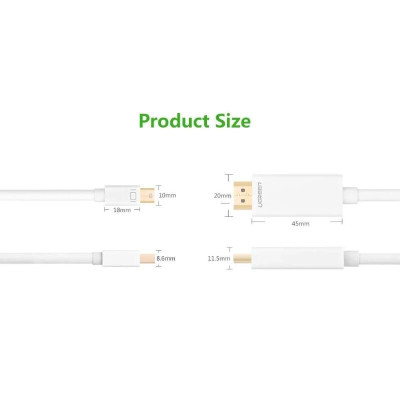Ugreen UG20849MD101TK 1.5M màu Trắng Cáp chuyển đổi Mini DP sang HDMI hỗ trợ phân phải 4K x 2K - HÀNG CHÍNH HÃNG