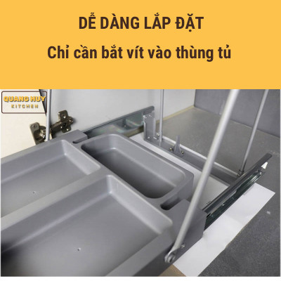 Thùng rác âm tủ bếp nhấn mở tự động cam kết chính hãng Grob