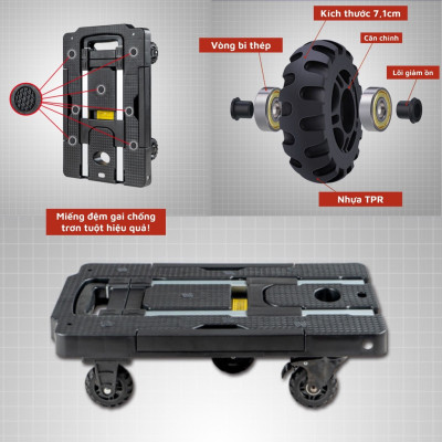 Xe Đẩy Hàng, Xe Kéo Hàng 5 Bánh tiện lợi, tải trọng lớn 