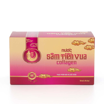 Nước Sâm Tiến Vua Collagen (Từ Củ Sâm, Nano Collagen, Vitamin C), Hộp 10 Chai (50ml), Bồi Bổ Sức Khỏe, Tươi Trẻ Làn Da